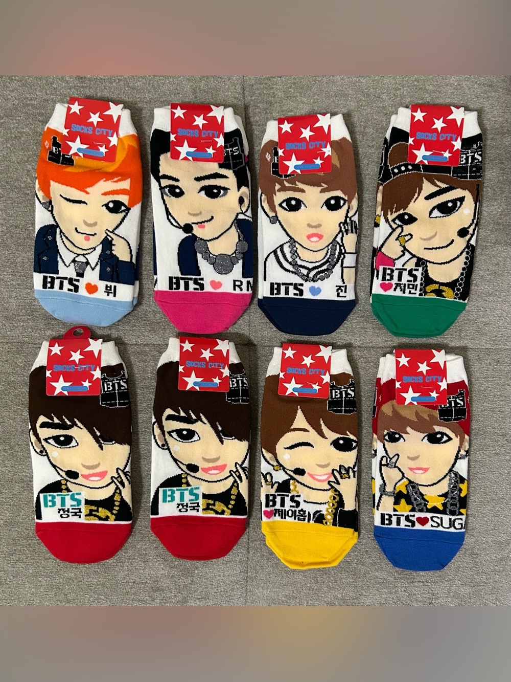 Lot of 8 BTS Character Teen Ankle Socks